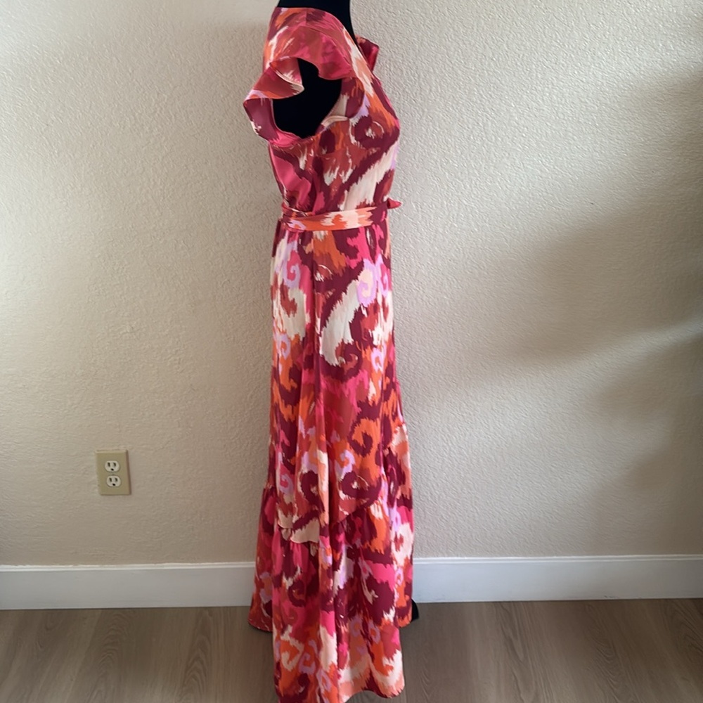 Bar III Flutter-Sleeve Wrap Pink Paisley Maxi Dress 0028 - Picture 7 of 9